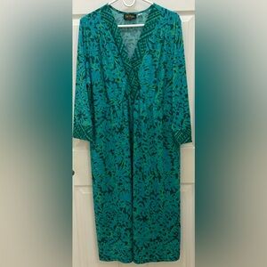 Bob Mackie wereable art woman’s  XL dress green leaf print